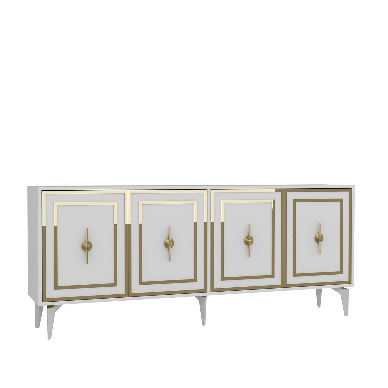 Consola, Hanah Home, Samba, 180x78.6x35 cm, PAL , Alb/Auriu - view 4