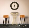 Scaun de bar Paris, Mauro Ferretti,  Ø35x74 cm, catifea, portocaliu/auriu