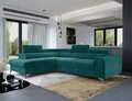 Coltar extensibil stanga 4 locuri, ELTAP, Lau-14, Laurence, 278x205x92 cm, lemn/poliester, verde deschis