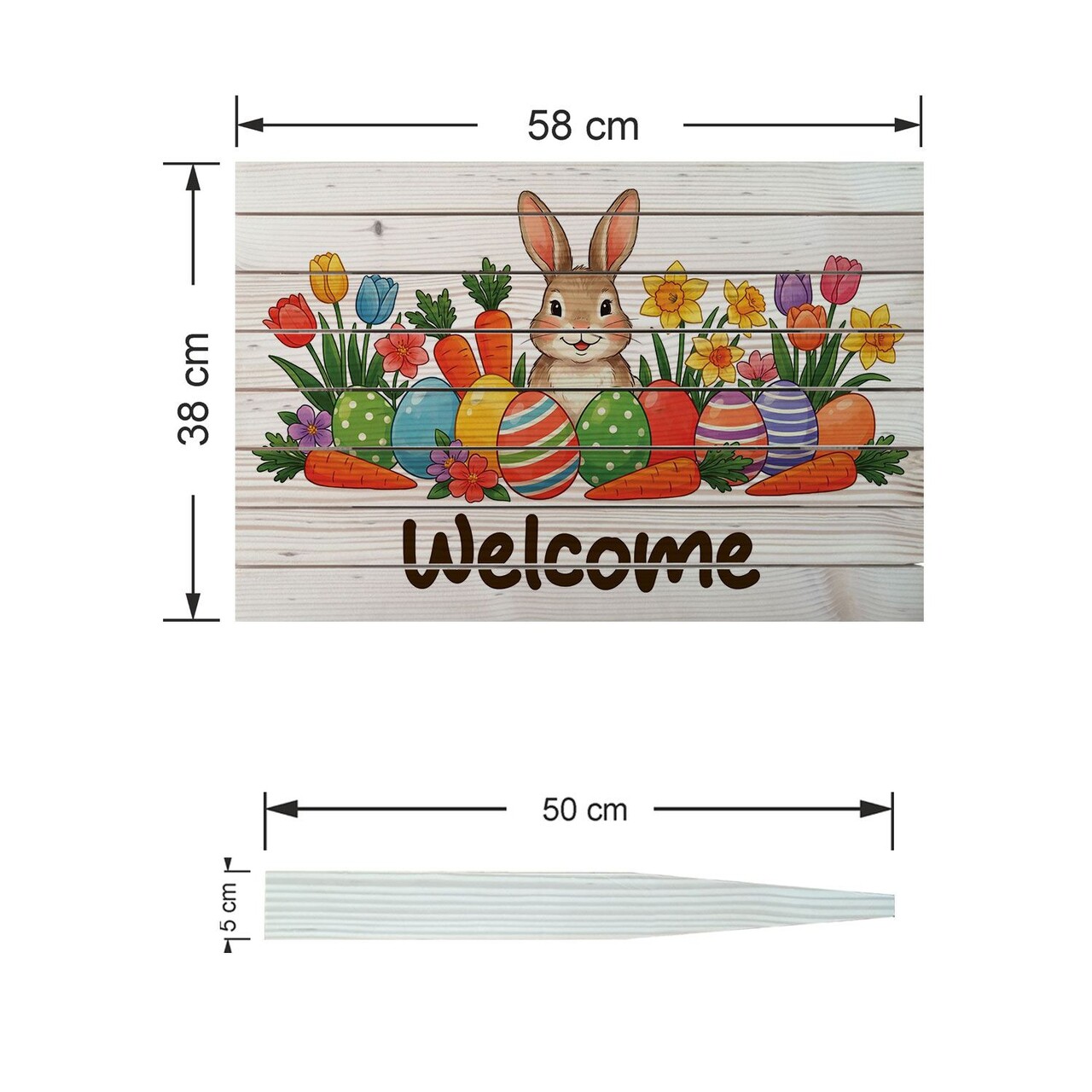 Semn de curte, Spring Garden Bunny, 58x38 cm, Multicolor - imagine 4