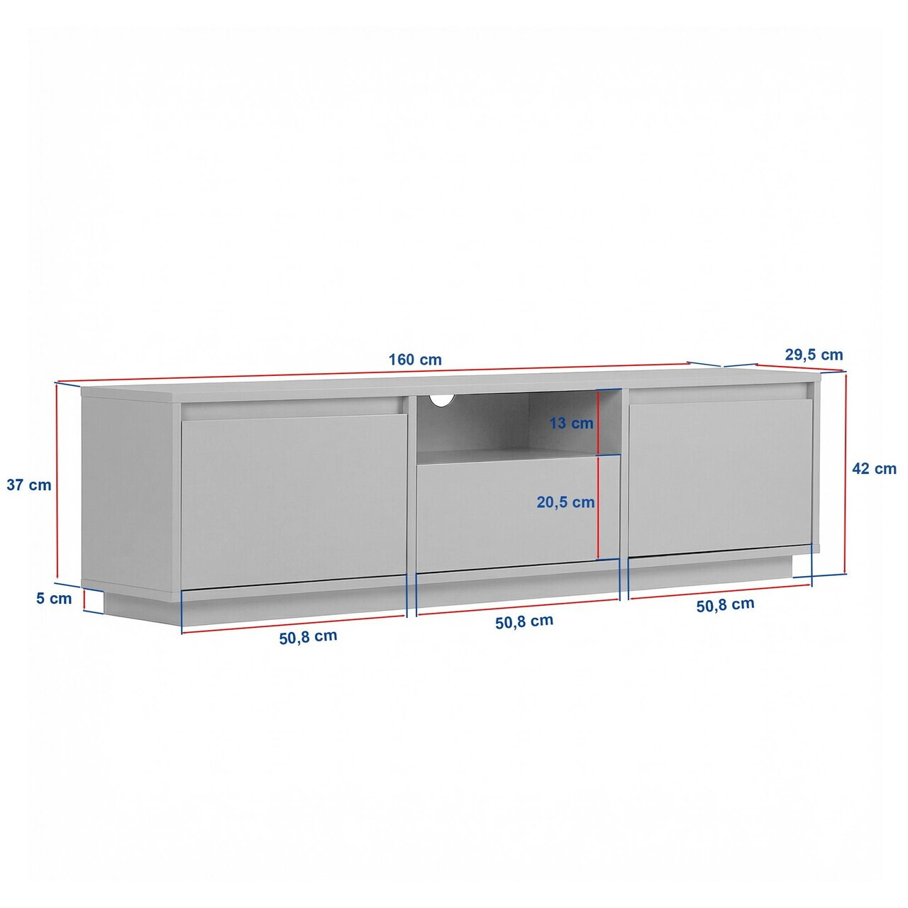 Comoda TV, Nordure, Sentinel, 160x42x30 cm, PAL, Travertin / Nuc Milano — imaginea 8