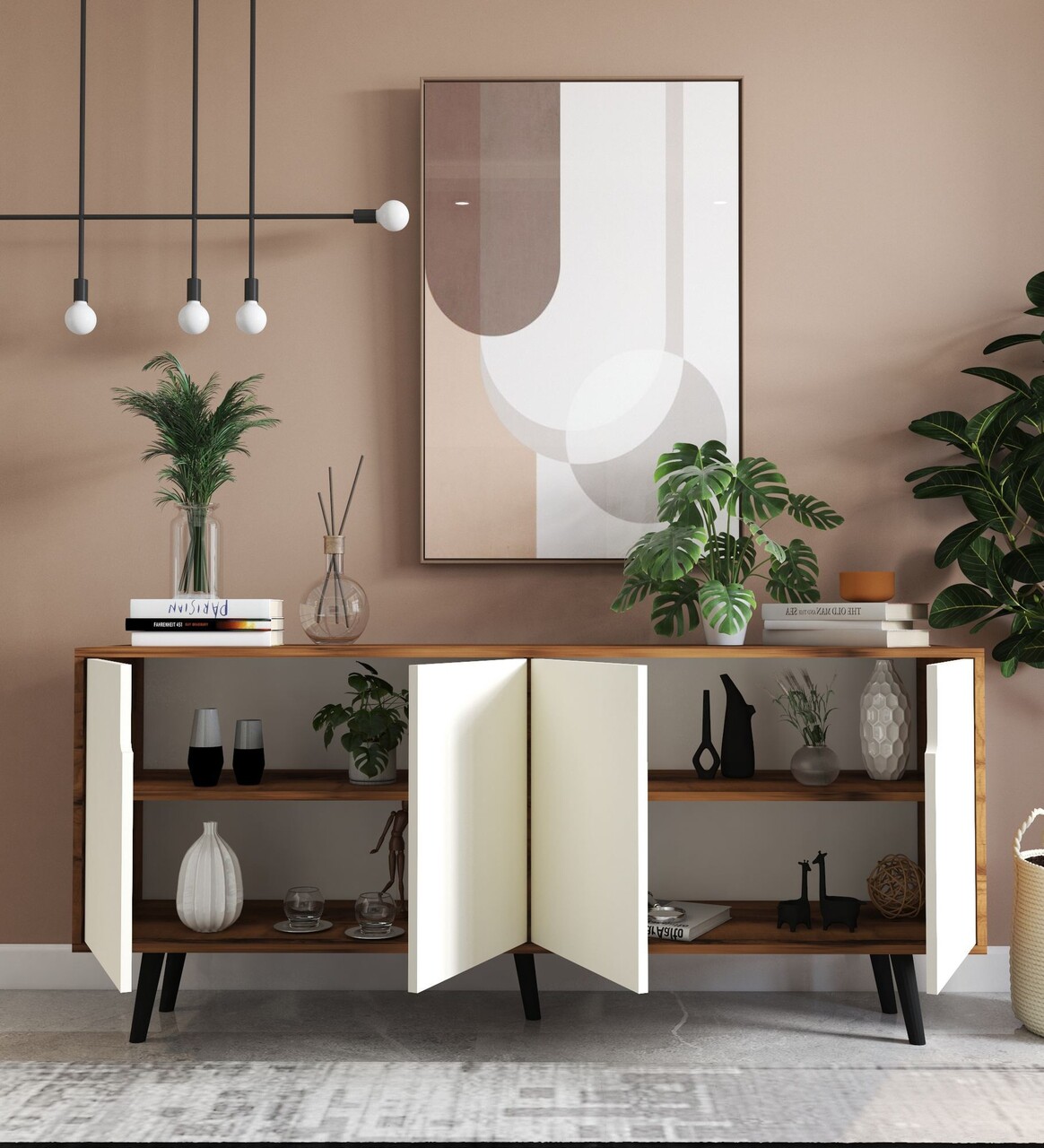 Consola, Hanah Home, Latina Modern 180, 180x80x45 cm, PAL, Nuc/Alb - view 3