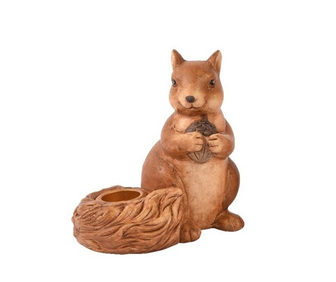 Suport pentru lumanare Squirrel, Decoris, 7.5x9.5x11 cm, teracota, maro