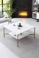 Masuta de cafea, Bexley, Gold Line, 80x80x40 cm, PAL, Alb/Negru