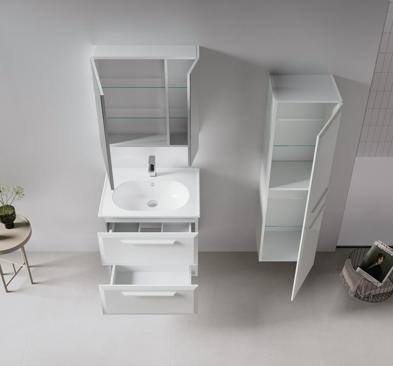 Set Dulap de Baie cu Chiuvetă și Oglindă (2 Piese), Hanah Home, Nuvola 65 v2, Casmir — imaginea 3