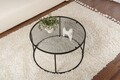 Masuta de cafea, Cerritos, Black-Grey-80, 80x43x80 cm, Sticla temperata, Negru
