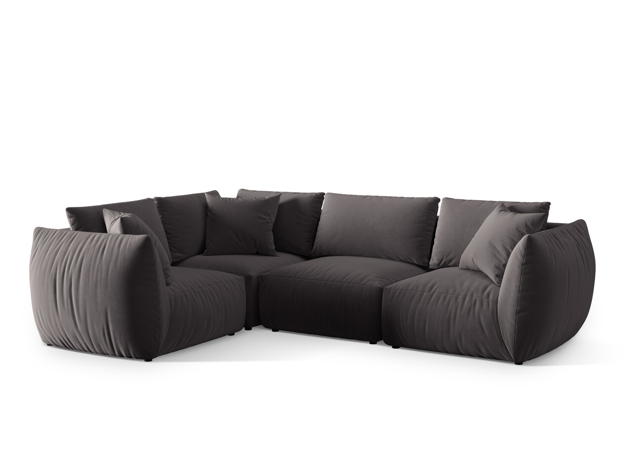 Coltar stanga 4 locuri, Chris-184, Micadoni Home, 295x210x80 cm, catifea, gri inchis - 2 | YEO