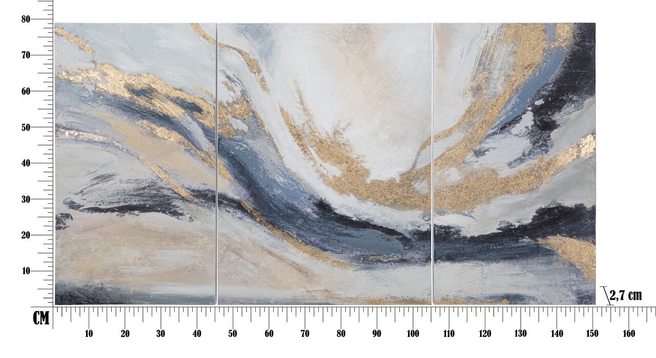 Set 3 tablouri decorative Gaspons, Mauro Ferretti, 150x80 cm, canvas pictat manual, multicolor