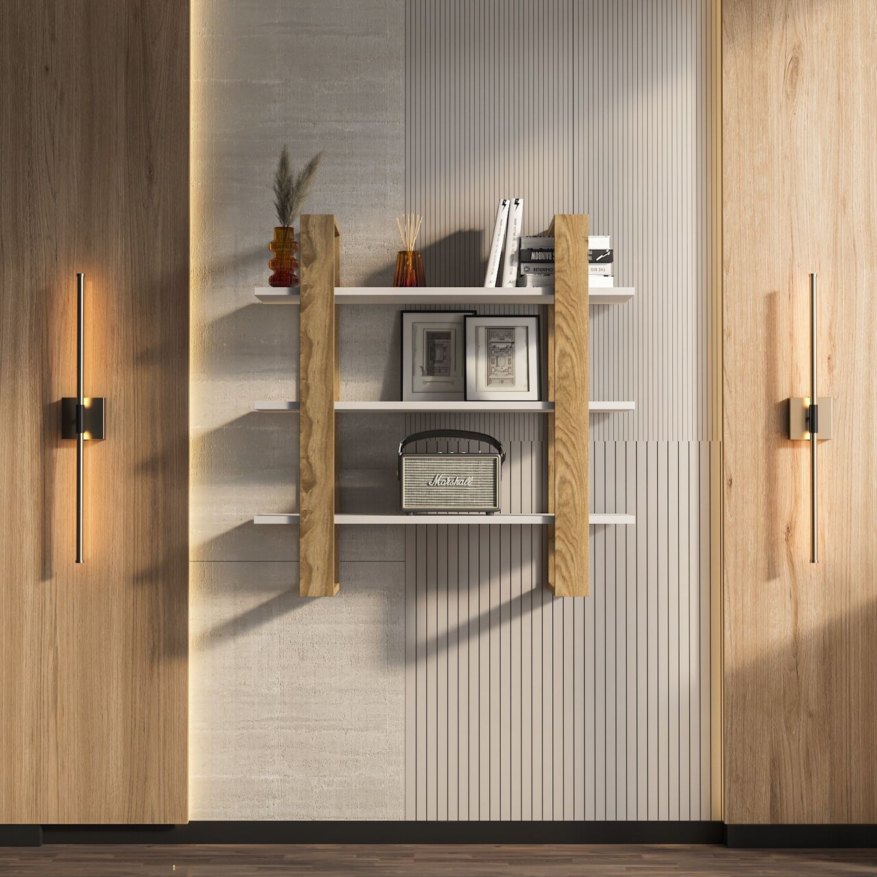 Raft de perete, Zena Home, Suno, Oud Stejar / Alb