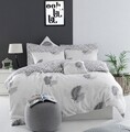 Lenjerie de pat pentru o persoana, Eponj Home, Palma 143EPJ09408, 2 piese, amestec bumbac, alb/gri