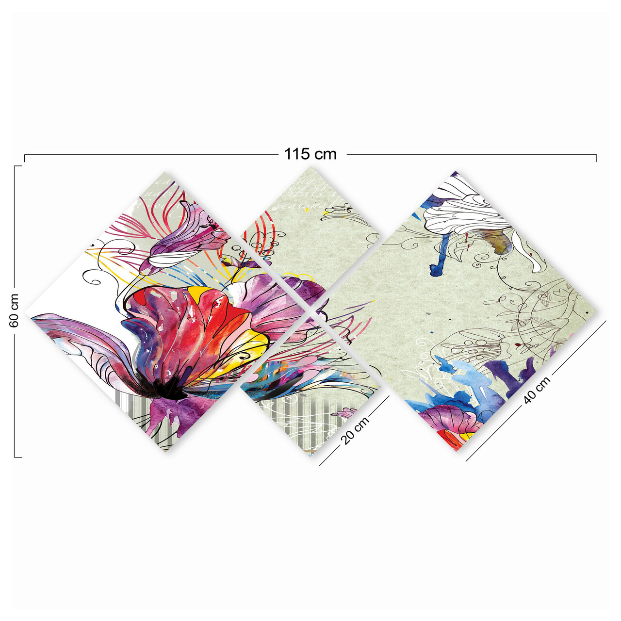 Set 4 tablouri decorative, 4MDF93459226, MDF, Imprimat UV, Multicolor