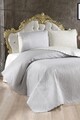 Set cuvertura de pat dubla 3 piese, Sanem - Cream, Grey, Lumea zestrei, Bumbac