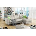 Coltar extensibil reversibil 3 locuri ELTAP, AsgL-18, Asgard, 248x162x93 cm, lemn/poliester, bej deschis