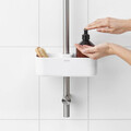 Suport baie cu montaj pe bara de dus, Brabantia, Caddy White, 24.4x13.3x7.5 cm, polipropilena, alb