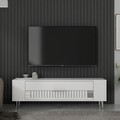 Comoda TV, Olivia, Retrolp4, Alb / Argintiu