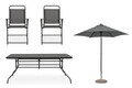 Set mobilier de gradina 8 piese Pompei, Bizzotto, pentru 6 persoane, otel/sticla temperata/textilena 2x1, antracit
