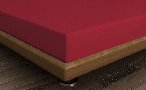Cearceaf de pat cu elastic, 160x200 cm, 100% bumbac ranforce, Patik, Maroon, rosu inchis