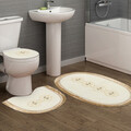 Set covoraș de baie (3 bucăți), Alanur Home, Klozet Tkm.000187, Poliester, Crem