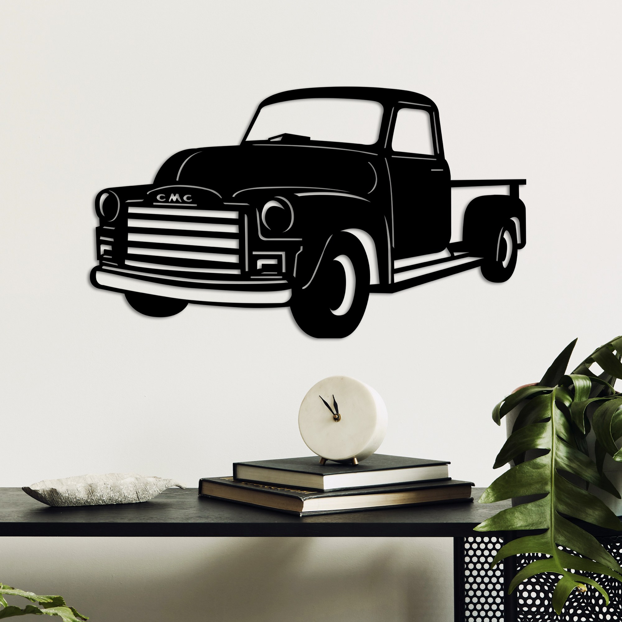 Decoratiune de perete, GMC 3100 Pickup Truck, Dimensiune: 60 x 35 cm , Negru