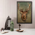 Tablou decorativ, Stag Face XL, Lemn, Lemn, Multicolor
