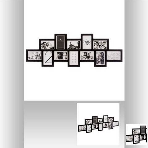 Rama foto 12 poze, Atmosphera, 141236A, 97.5x33.3 cm, MDF/plastic, negru