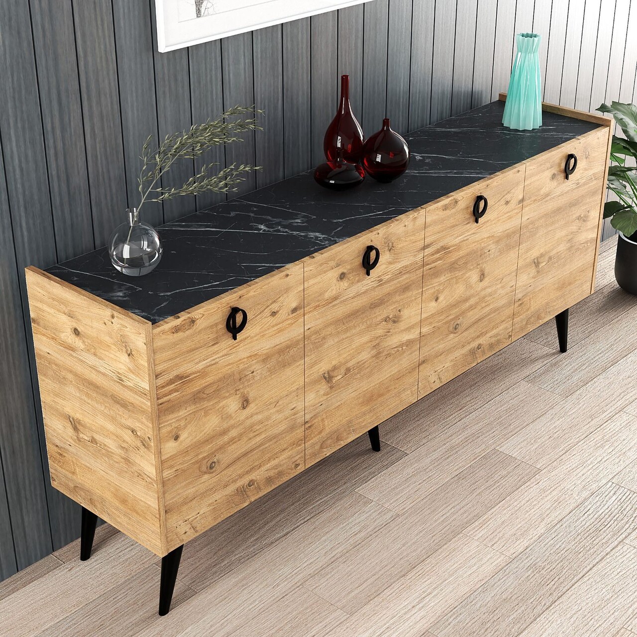 Consola, Hanah Home, Kaya, 180x79x40 cm, Maro - view 4