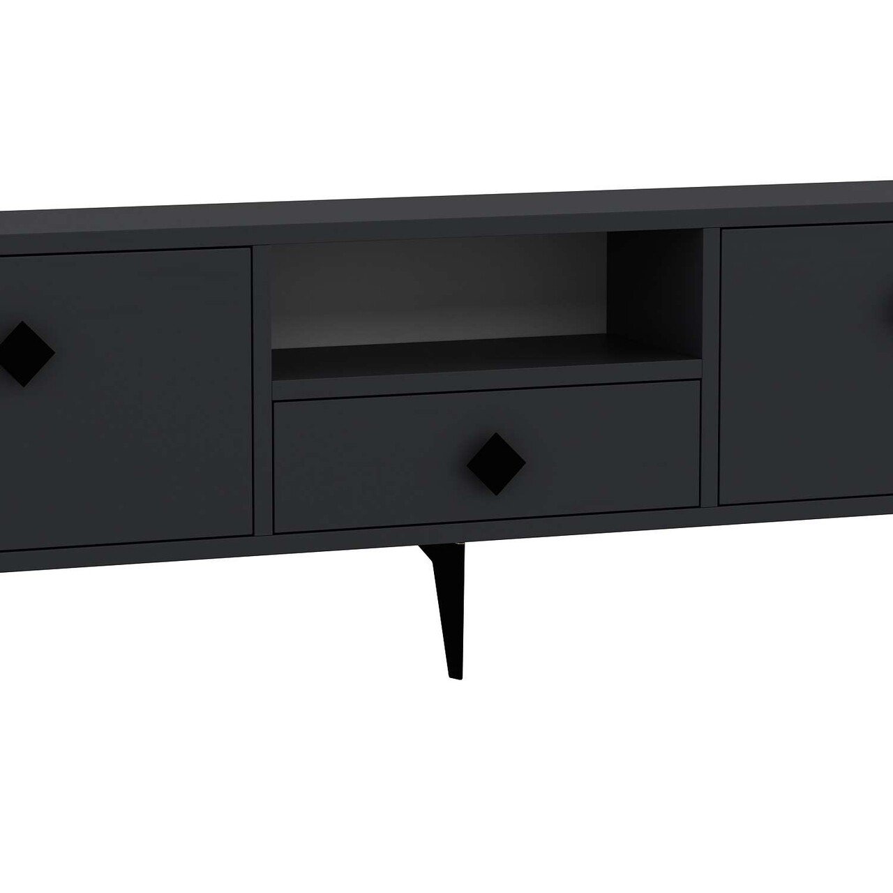 Comoda TV, Hanah Home, 1304-DROP-1, 140x49x30 cm, PAL , Antracit / Negru - view 6