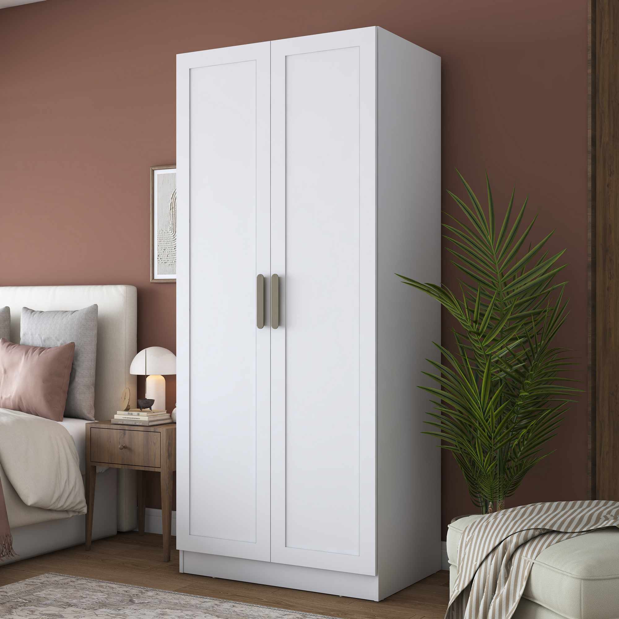 Dulap pentru haine, Hanah Home, BA299, 90x210x57.5 cm, Alb
