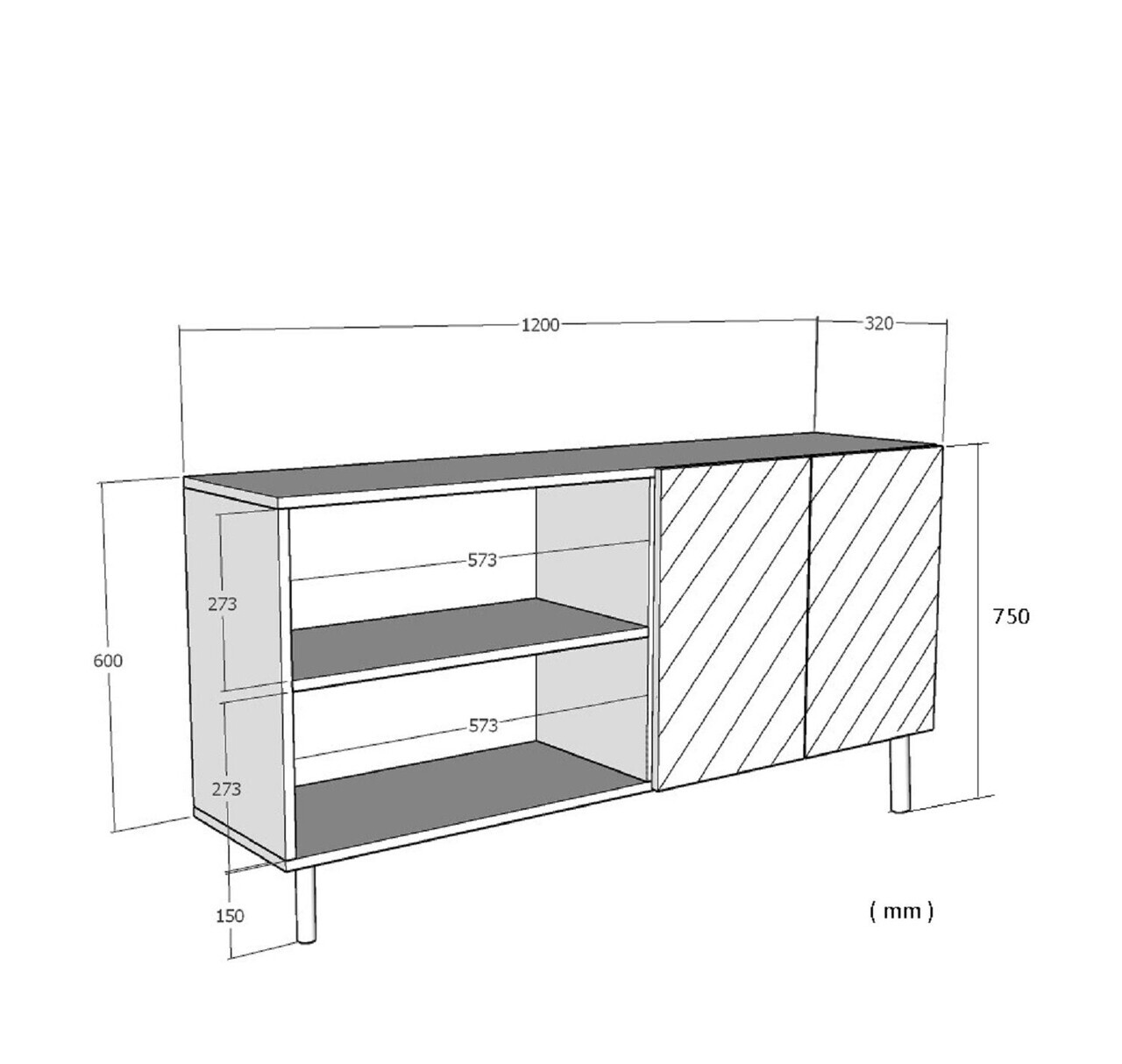 Consola, Hanah Home, Alfa 120, 120x75x32 cm, PAL, Antracit / Aur — imaginea 7