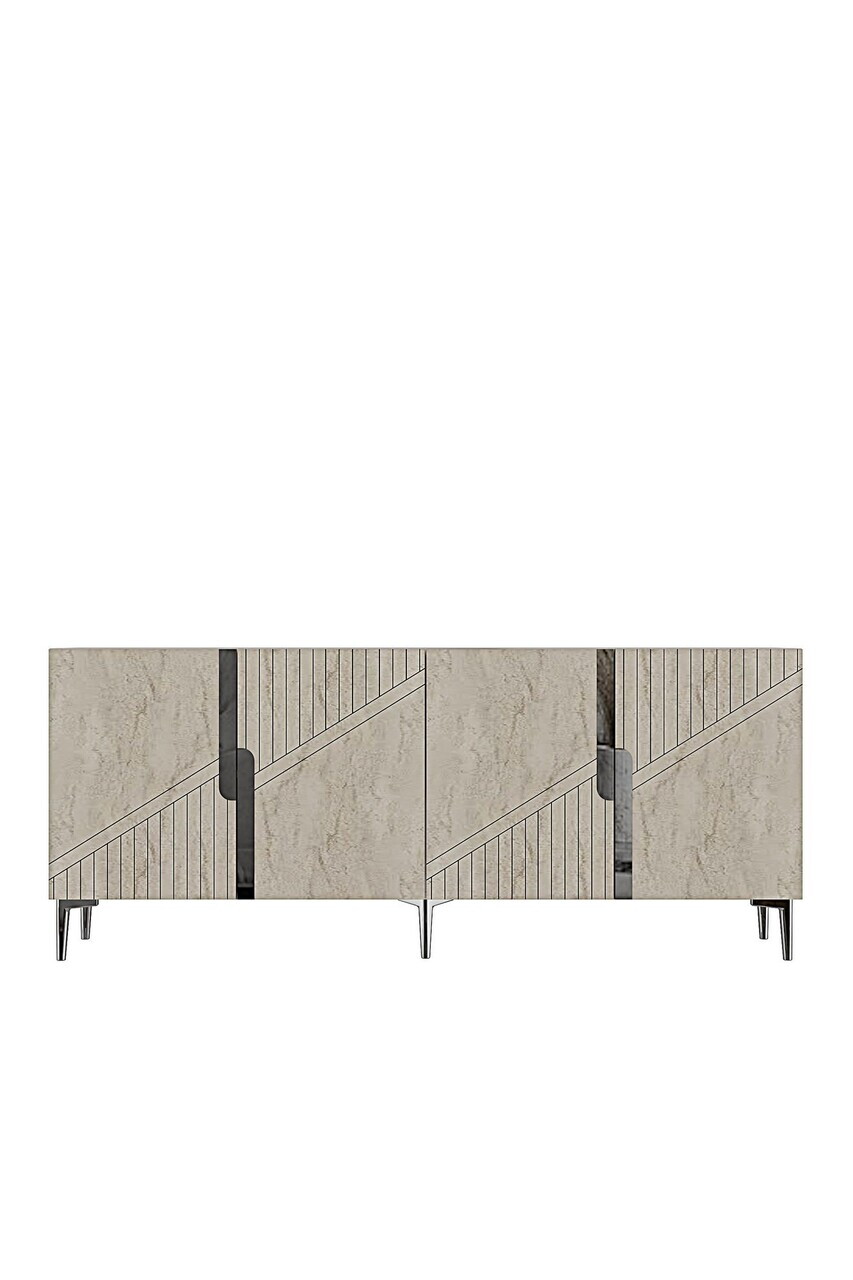 Consola, Hanah Home, Evva 150, 125x75x32 cm, Antracit / Travertin / Argint — imaginea 6