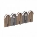 Cuier Little Houses, InArt, 5 agatatori, 50 x 4 x 20 cm, lemn, maro/gri