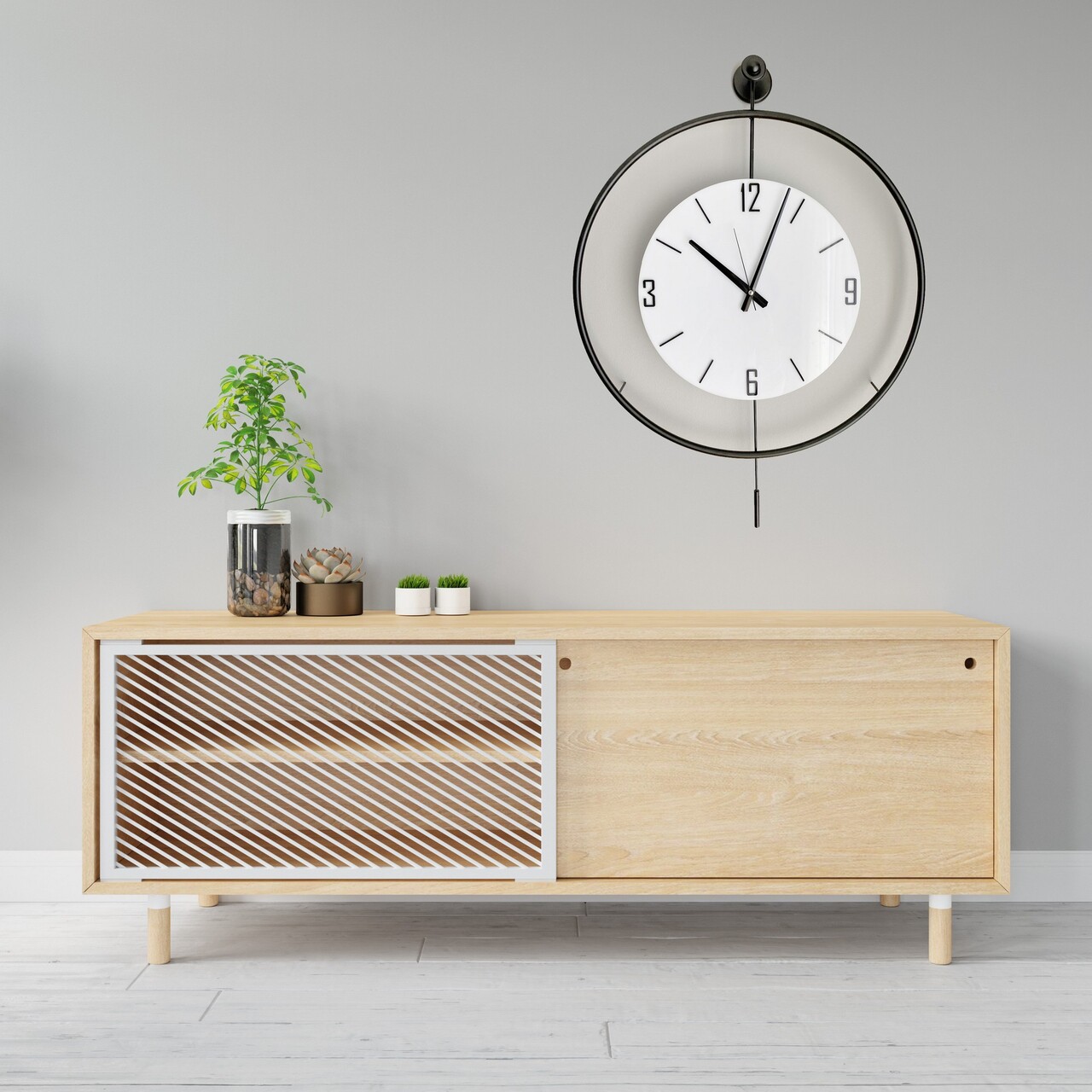 Ceas de perete, Mclock-00108, Lățime: 58 cm Înălțime: 80 cm Adâncime: 7 cm, Negru - view 2