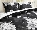 Lenjerie de pat pentru doua persoane, Royal Textile, Primaviera Deluxe Hayley Black, 3 piese, 100% bumbac satinat, alb/negru