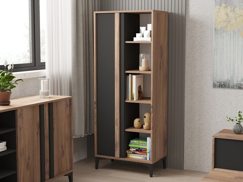 Corp biblioteca, Puqa Design, Iraz, 70x175x30 cm, PAL, Atlantic / Antracit