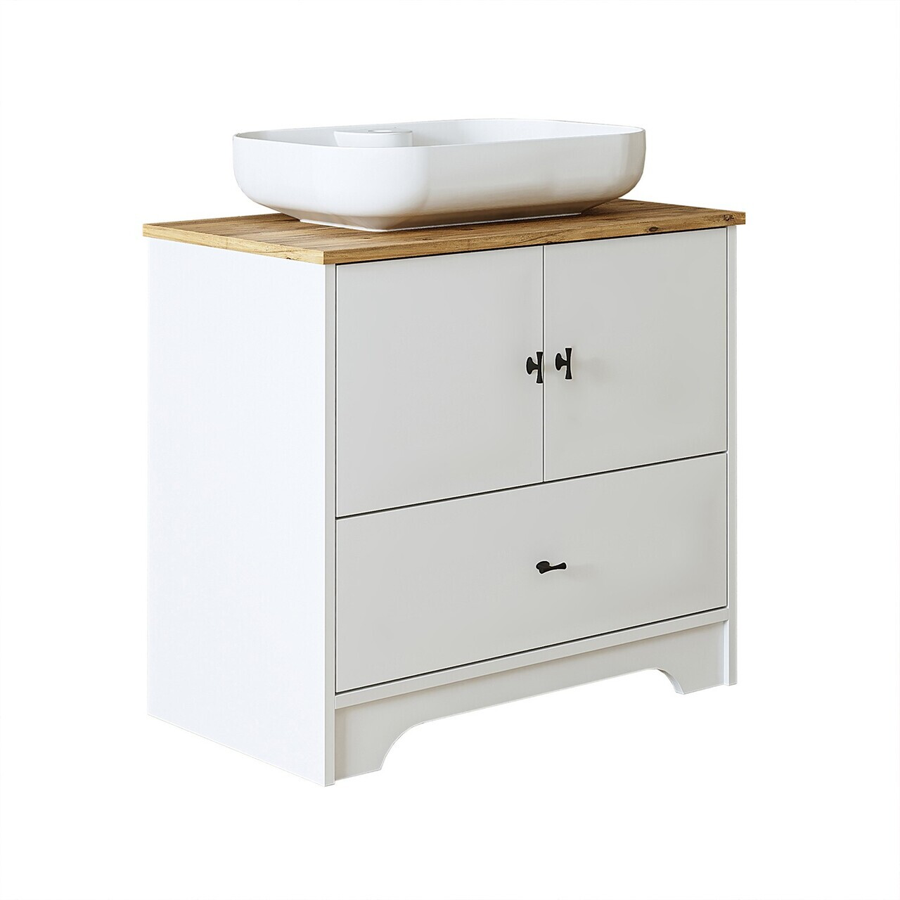 Dulap de baie cu chiuvetă, Hanah Home, 2380, 80x72x45 cm, MDF-LAM, Alb mat — imaginea 6