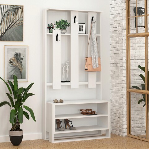 Cuier de perete, decortie, chester, 90x180x36 cm, alb