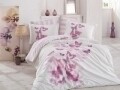 Lenjerie de pat dubla, 4 piese, 100% bumbac poplin, Hobby, Sueno Lilac, alb/roz