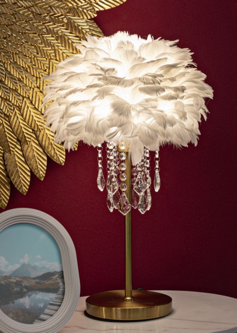 Lampa de masa Diamon, Mauro Ferretti, 1 x E27, 40W, 30x55 cm, fier/plastic, alb/auriu - 1 | YEO