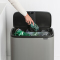 Cos de gunoi cu soft touch, Brabantia, Bo Touch Mineral, 11+23 L, 31.2x54x68 cm, otel, gri