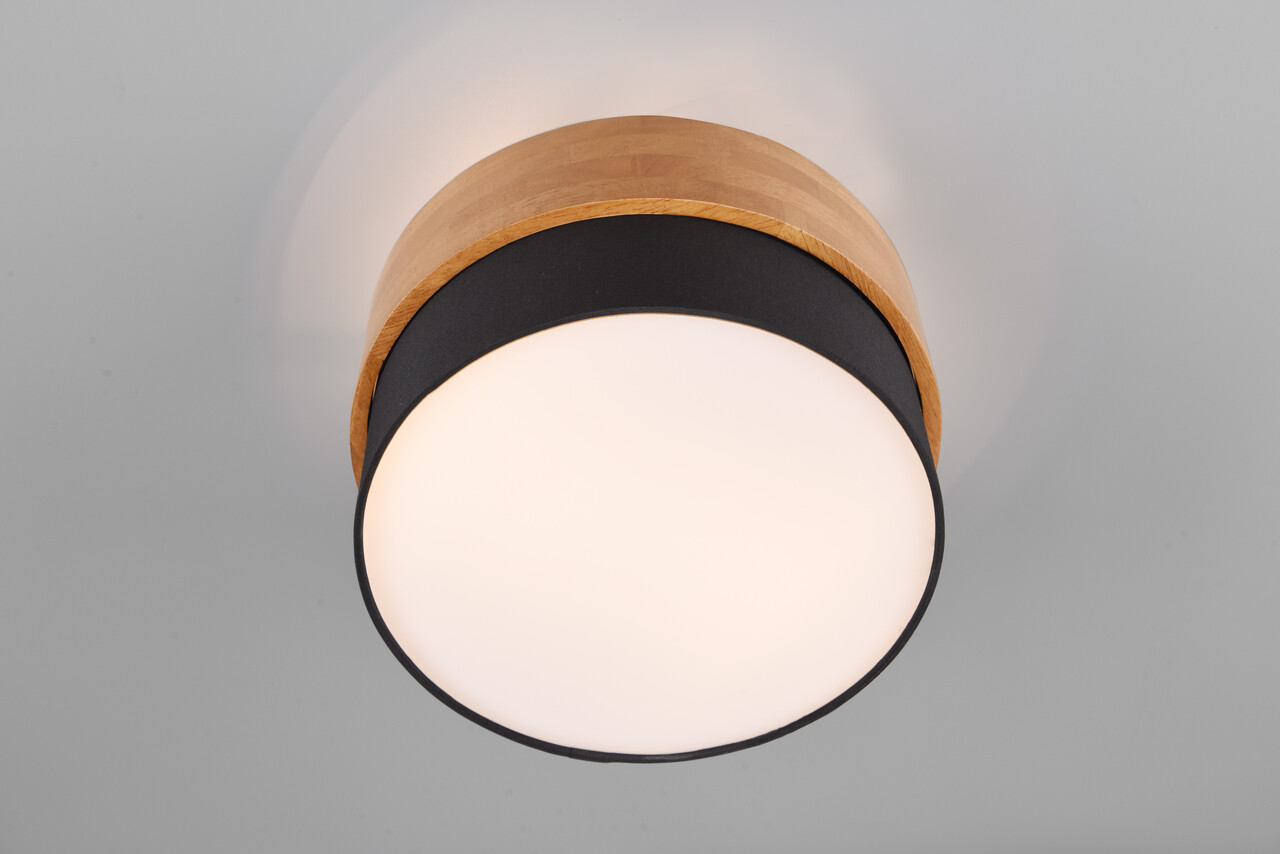 Plafoniera Seasons, TRIO, 30x22 cm, 40W, 2x E14, lemn/textil, natur/negru