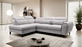 Coltar extensibil stanga 4 locuri ELTAP, LT-04GO, Noble, 255x201x100 cm, lemn/poliester, gri deschis
