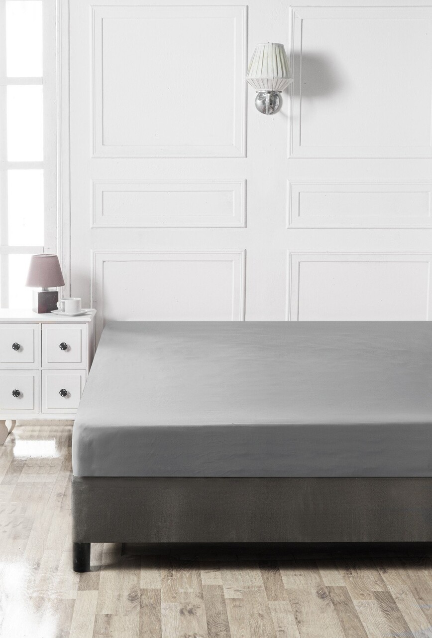 Cearceaf de pat cu elastic Ranforce Single Large (FR), L'essentiel Maison, Dark Grey, Gri inchis - imagine 3