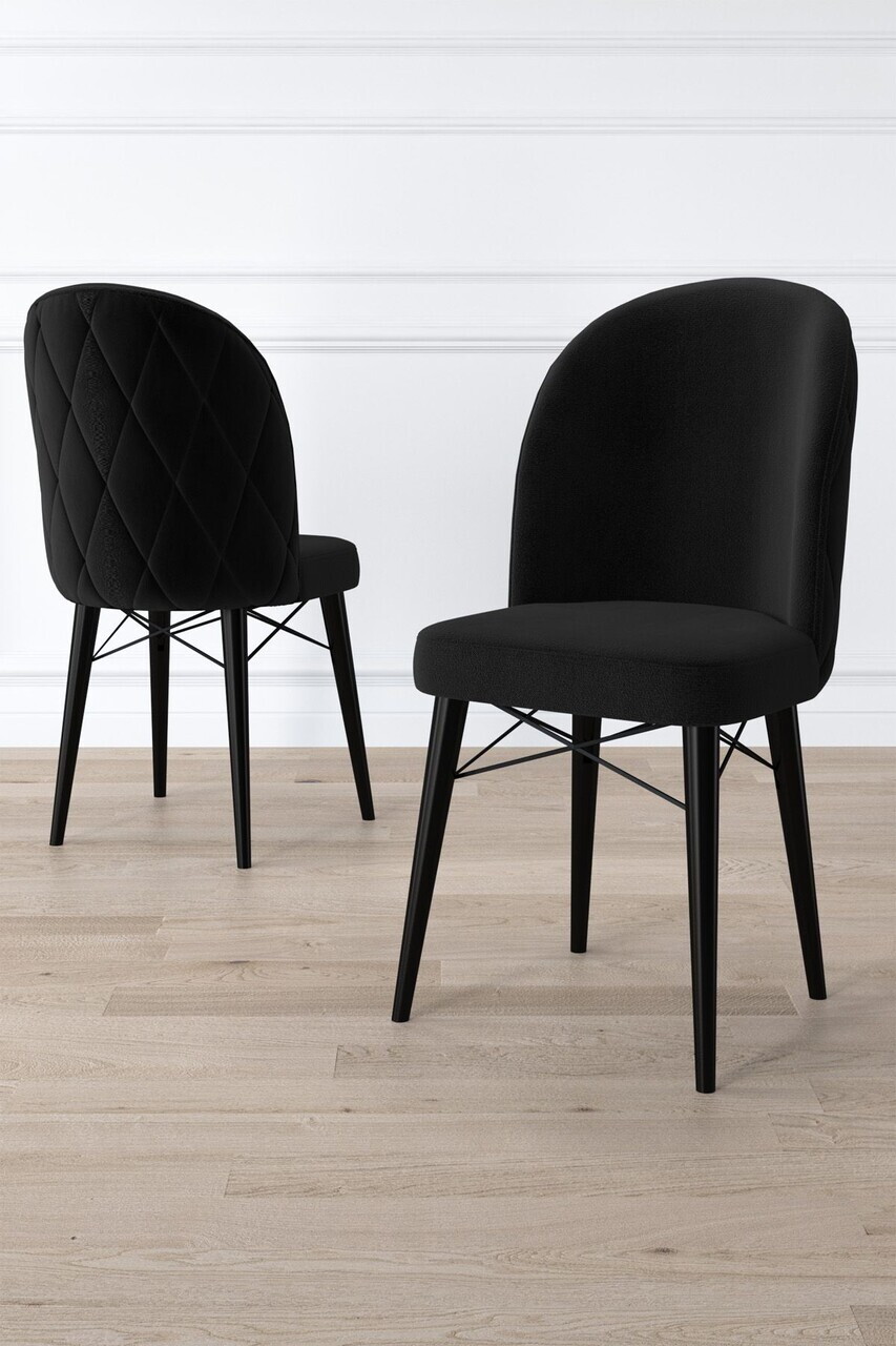 Set scaune 4 piese, Hanah Home, Bika, Negru — imaginea 2