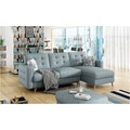 Coltar extensibil reversibil 3 locuri ELTAP, AsgL-16, Asgard, 248x162x93 cm, lemn/poliester, verde deschis
