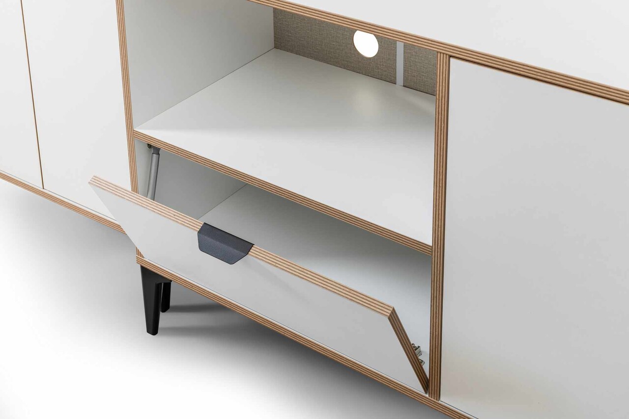 Dulap multifunctional, Hanah Home, Arden Coffee, 127x190x44 cm, Alb - imagine 9