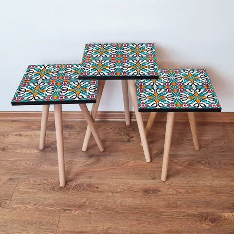 Set masute 3 piese, Leona, 3Shp48, Multicolor