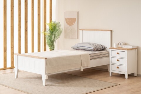 Pat de o persoană, Alfa Design, Uren Modern Country, Stejar alb