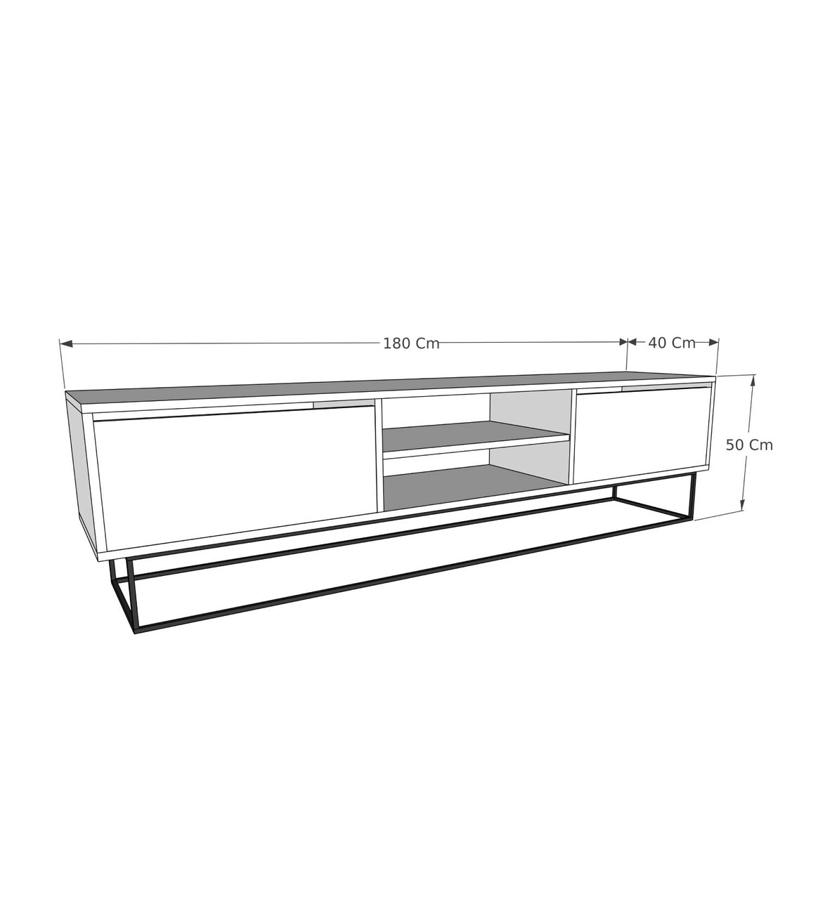 Comoda TV, Kalune Design, Escape 180, Maro închis/Negru