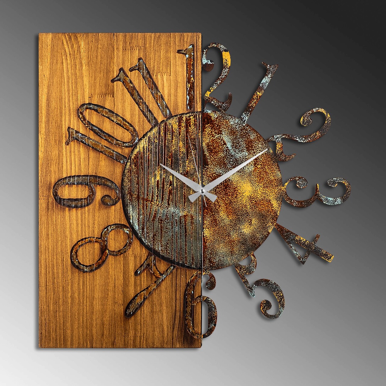 Ceas de perete, Wooden Clock 7-A, Lățime: 58 cm Înălțime: 58 cm Adâncime: 3 cm, Multicolor - view 4