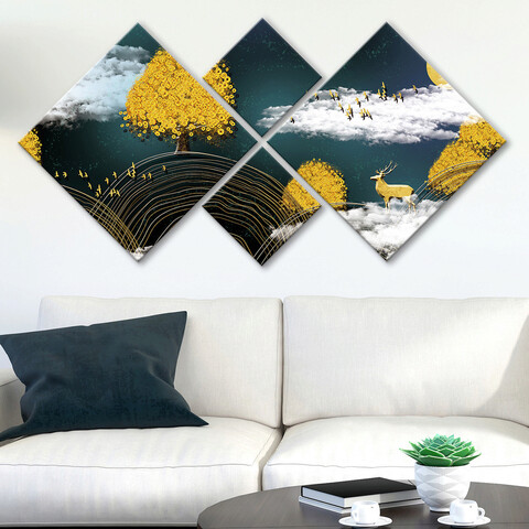 Set 4 tablouri decorative, 4MDF1730819368, MDF, Imprimat UV, Multicolor
